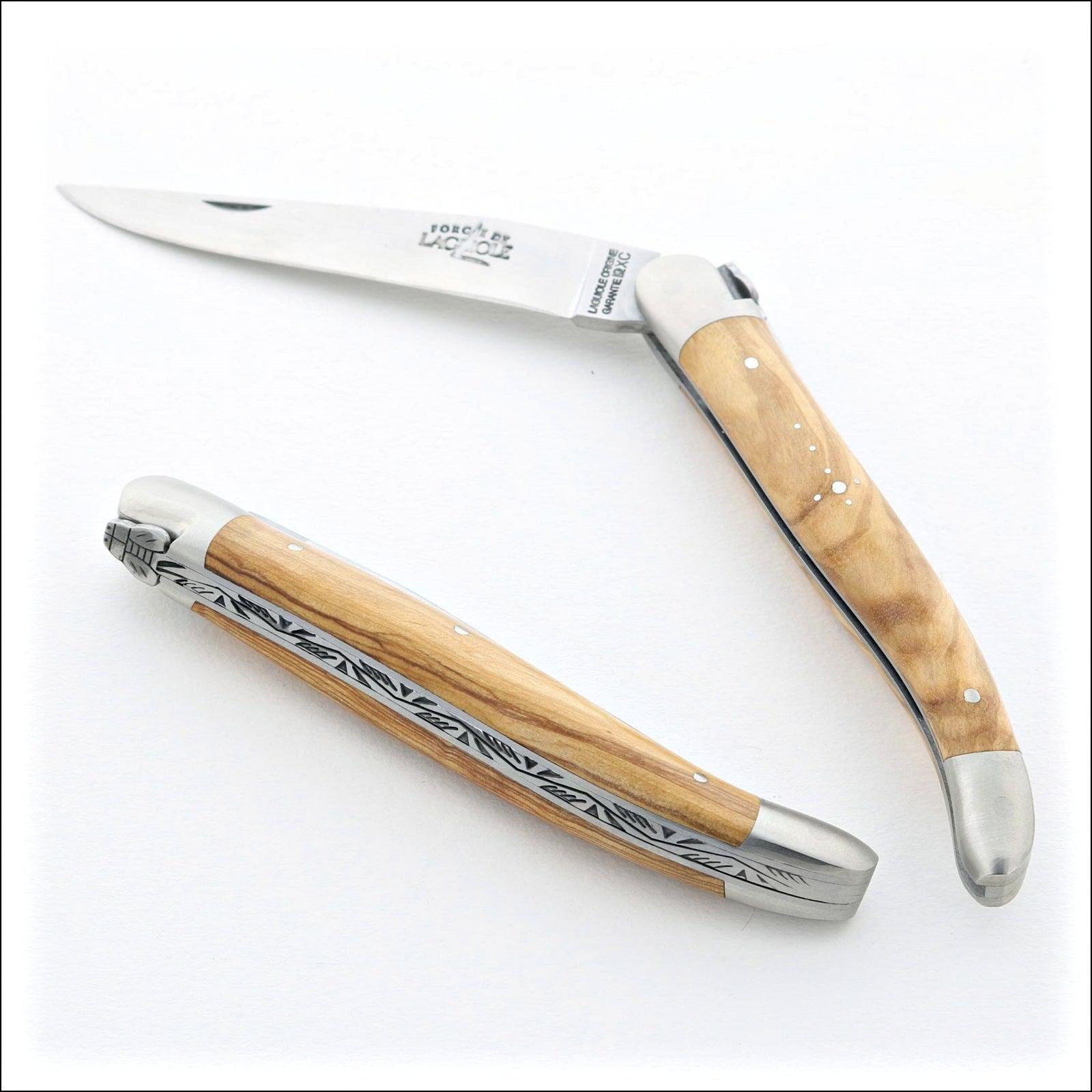Laguiole carbon blade pocket knife with juniper hamdle