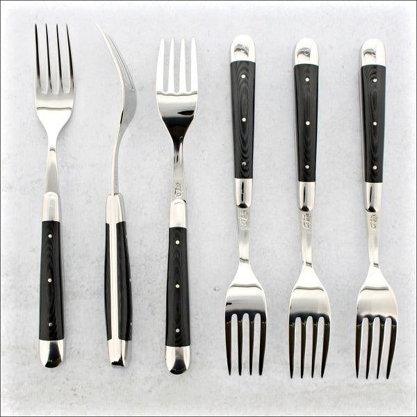 forge de laguiole table forks set of 6 with black handles