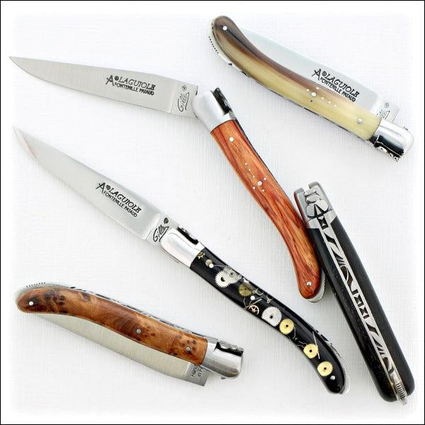 several Laguiole XS 9 cm Pocket Knives in open and close position