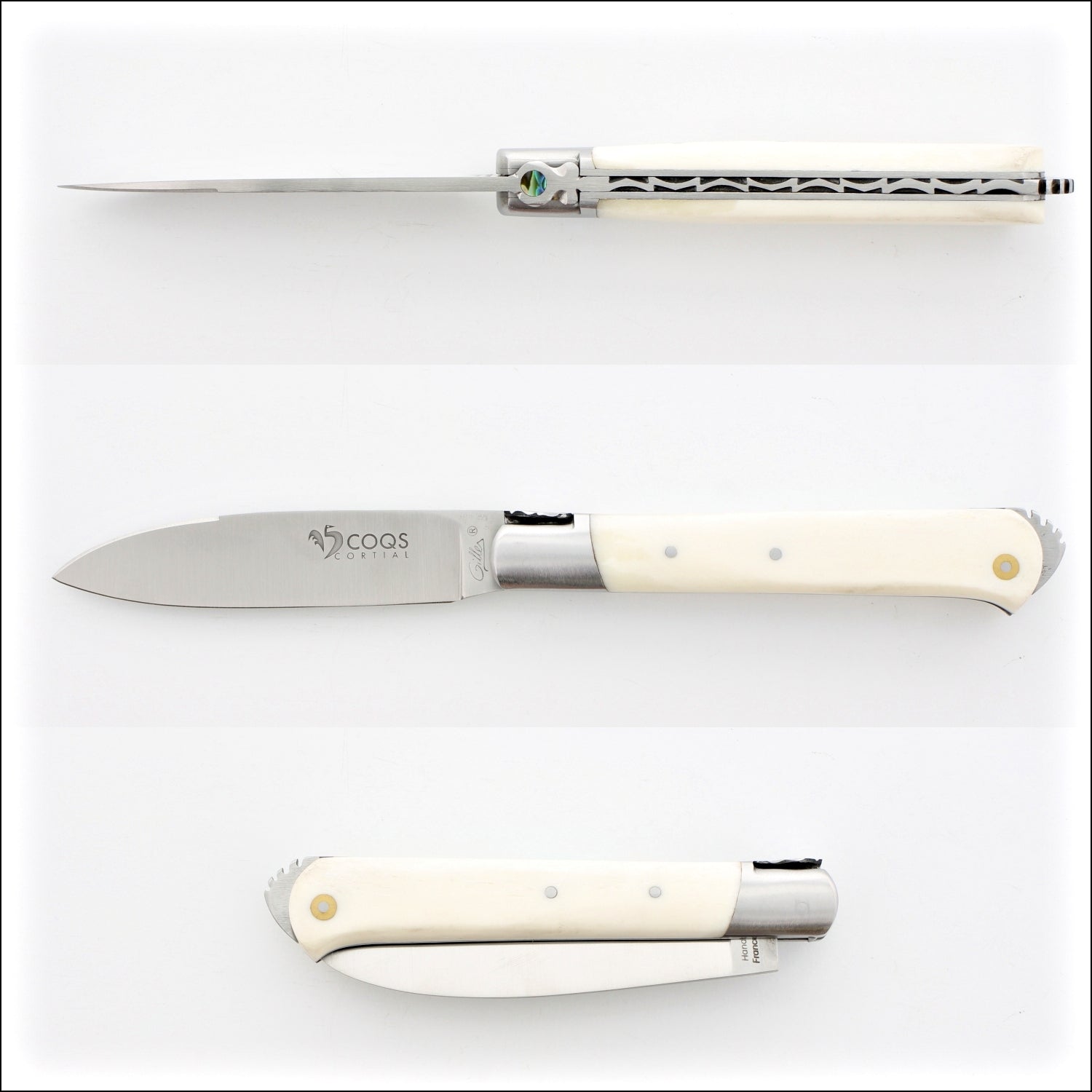 5 Coqs Pocket Knife - Cattle Bone and Mother of Pearl Inlay