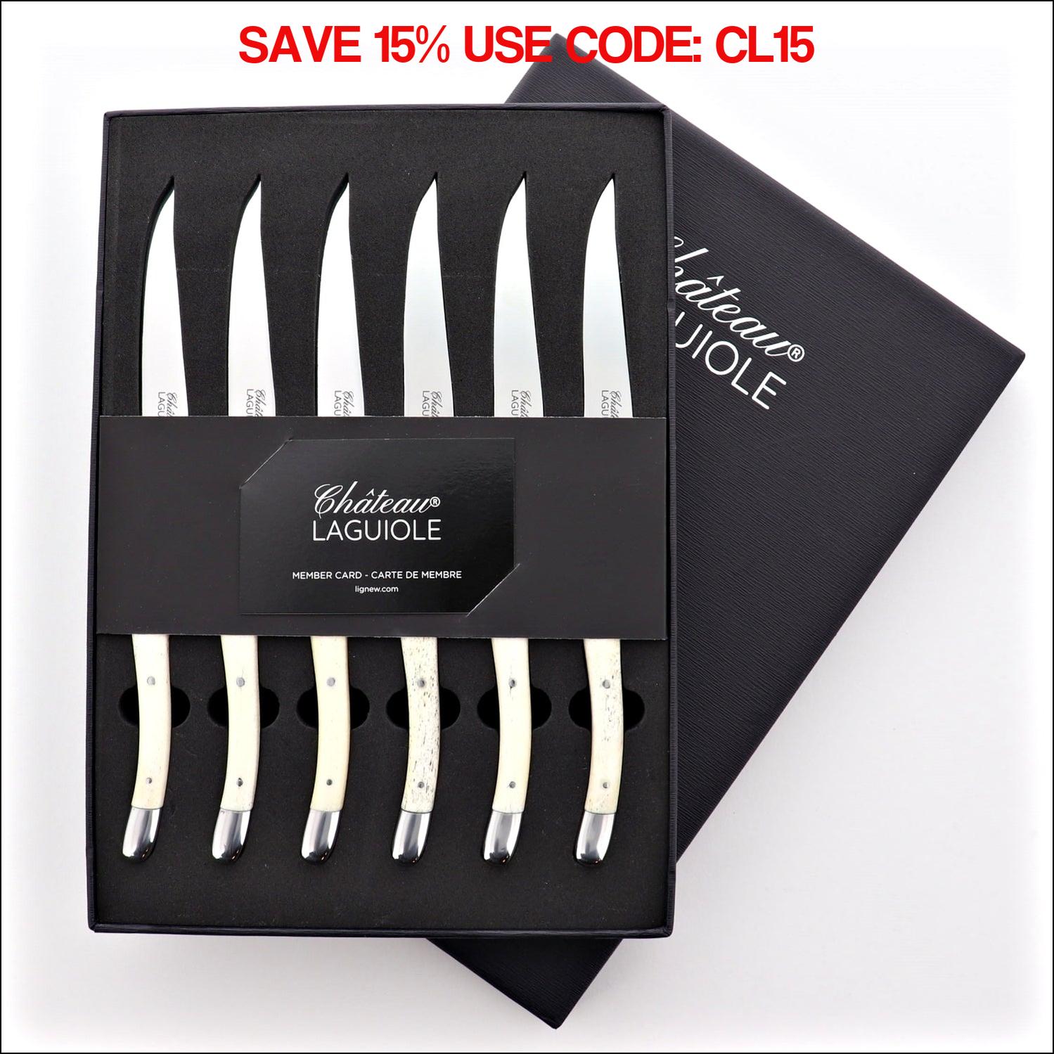 Chateau Laguiole Steak Knives Cattle Bone - Shiny Finish