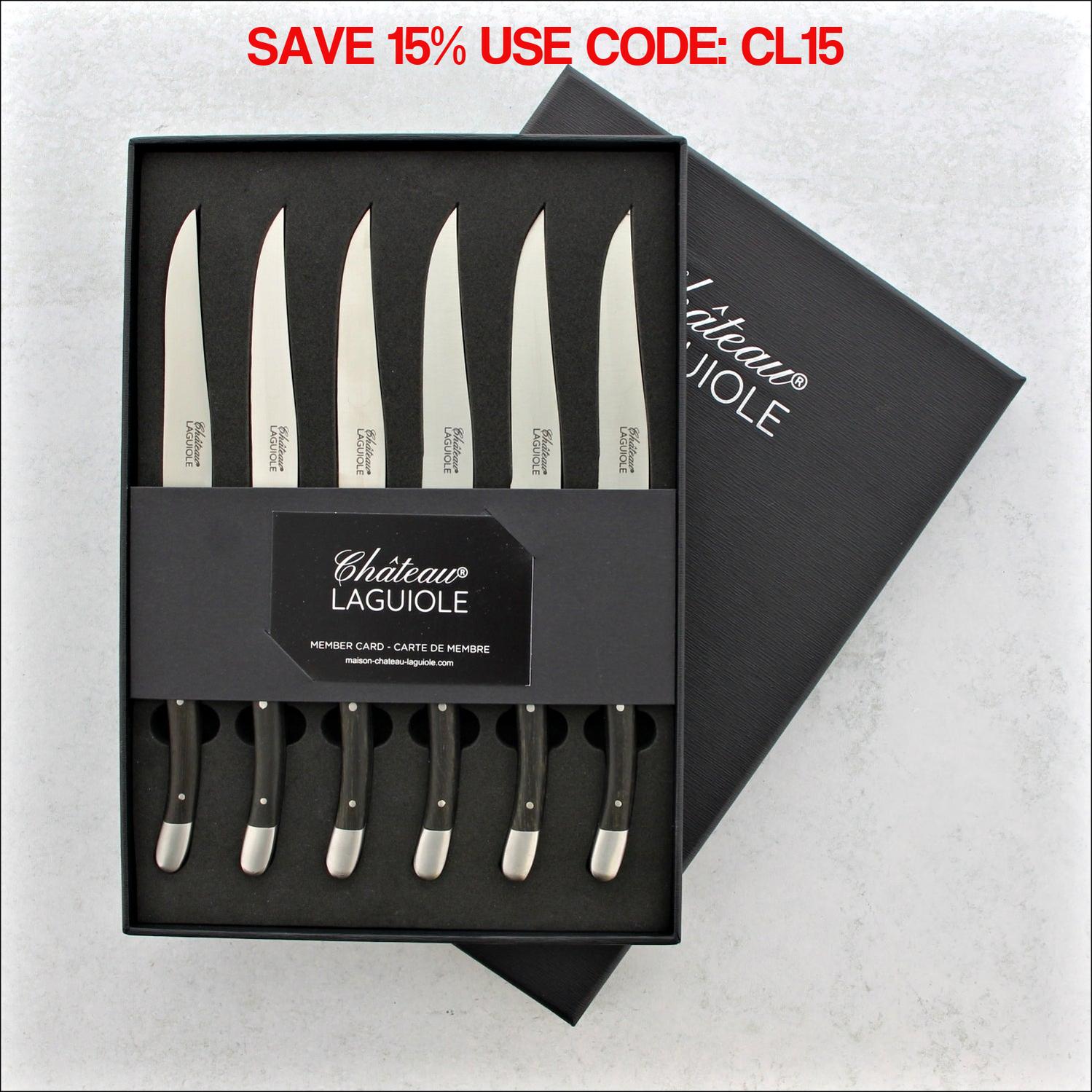 Chateau Laguiole Steak Knives Ebony - Satin Finish