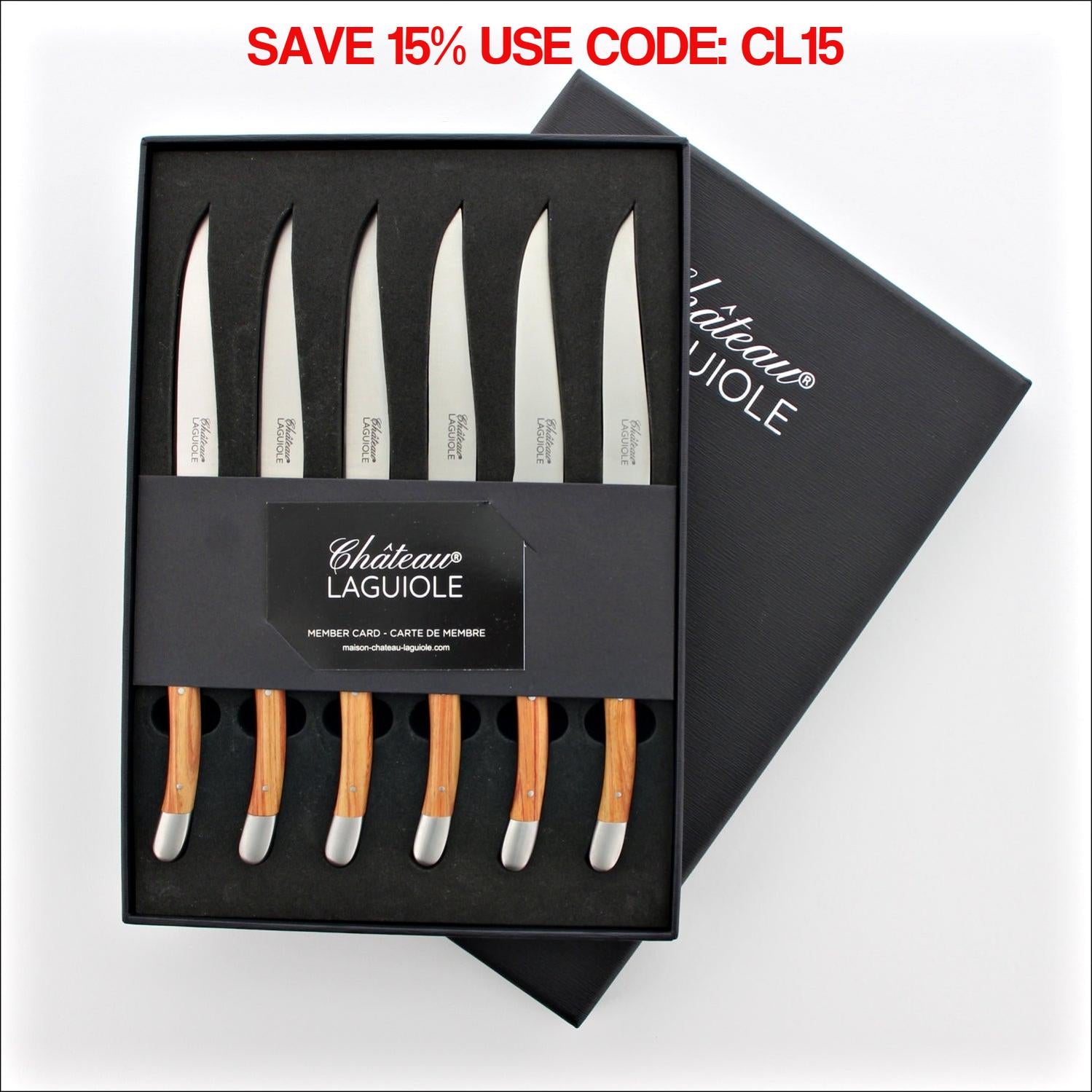 Chateau Laguiole Steak Knives Rosewood - Satin Finish