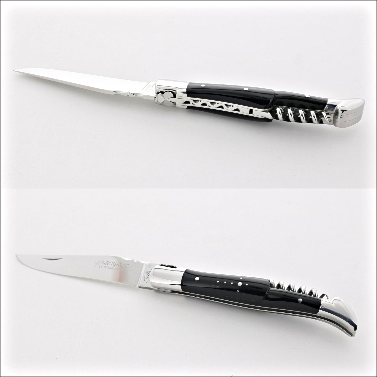 Classic Laguiole Corkscrew Knife Dark Horn Tip Handle