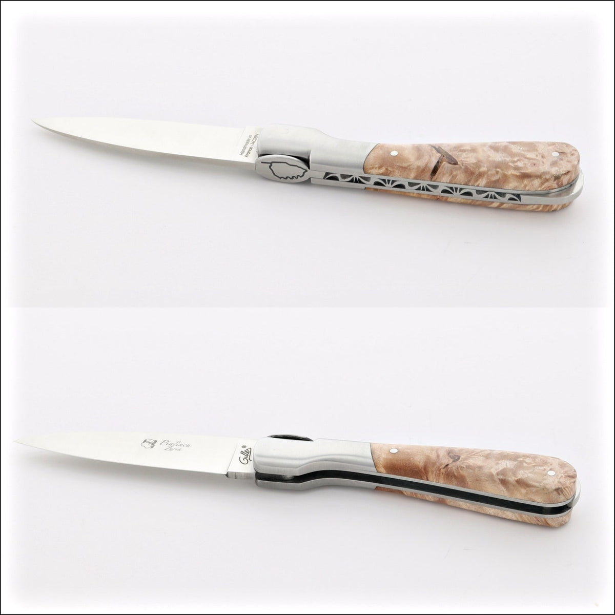 Corsican Pialincu Folding Knife Maple Burl Handle
