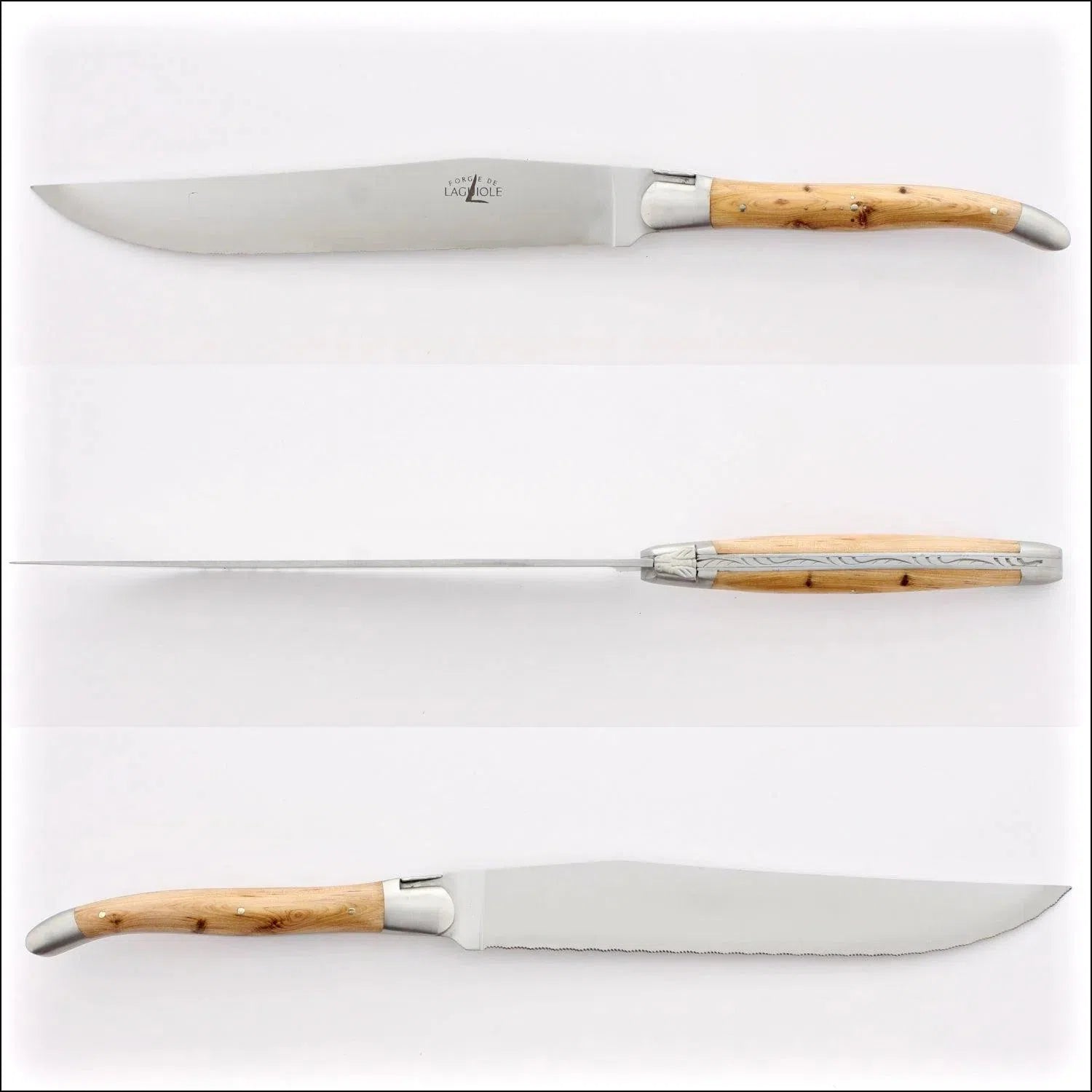 Forge de Laguiole Bread Knife Juniper Handle - Satin Finish