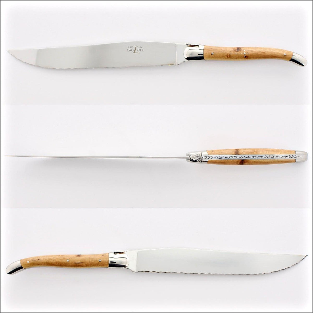 Forge de Laguiole Bread Knife Juniper Handle - Shiny Finish