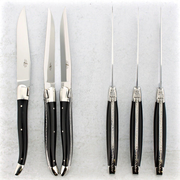 Forge de Laguiole Dark Horn Tip Steak Knives - Set of 6 - Laguiole