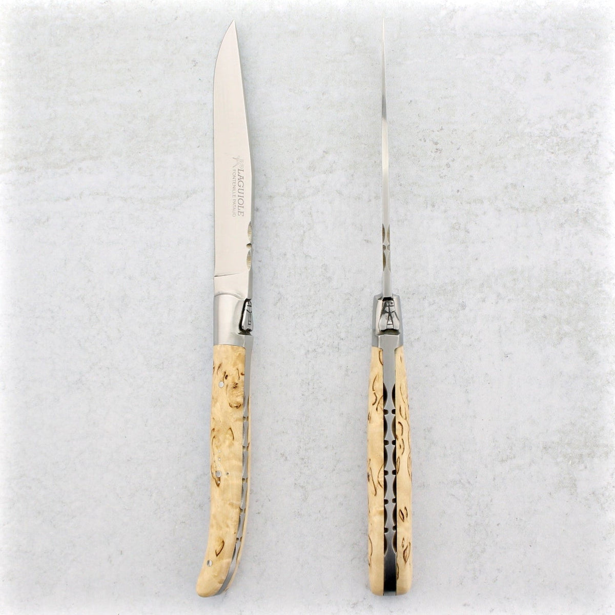 Laguiole Forged Steak Knives Karelian Birch