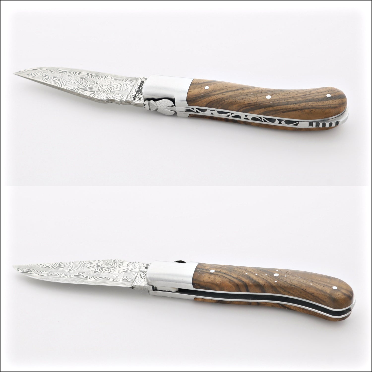 Laguiole Gentleman's Knife - Damascus Blade - Burled Walnut