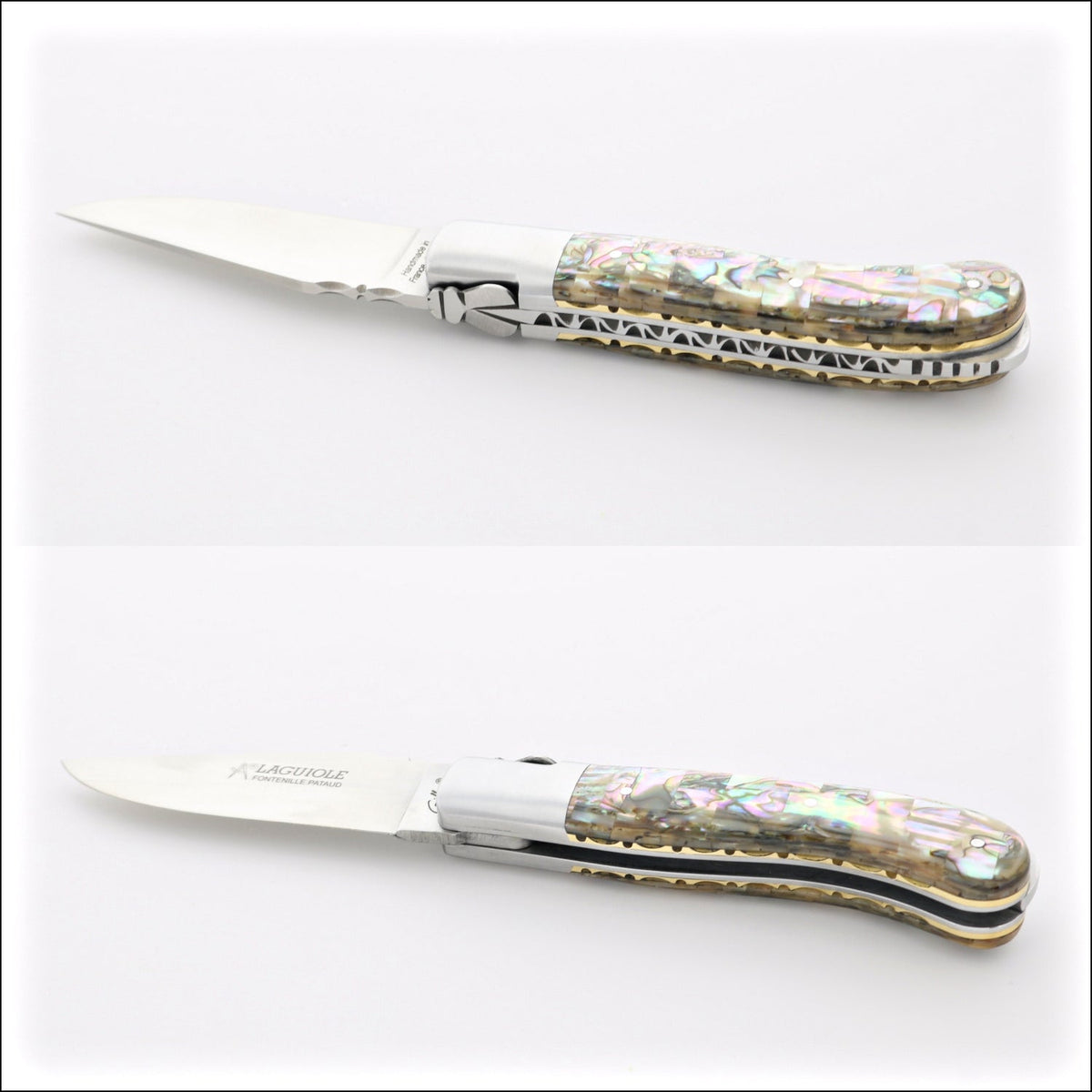 Laguiole Gentleman&#39;s Knife Guilloche - Mother of Pearl