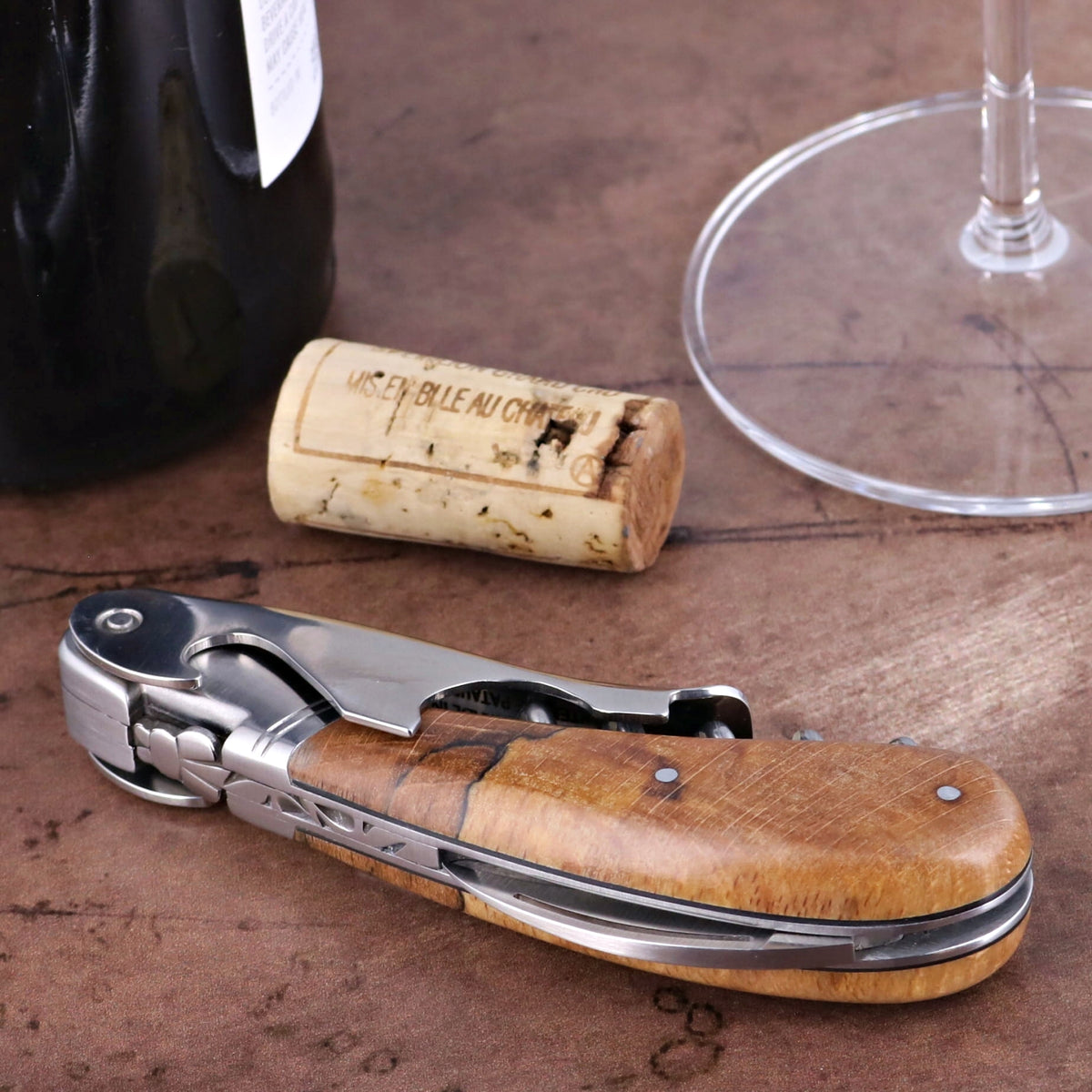 Laguiole Magnum Burled Beech End Grain Corkscrew - D
