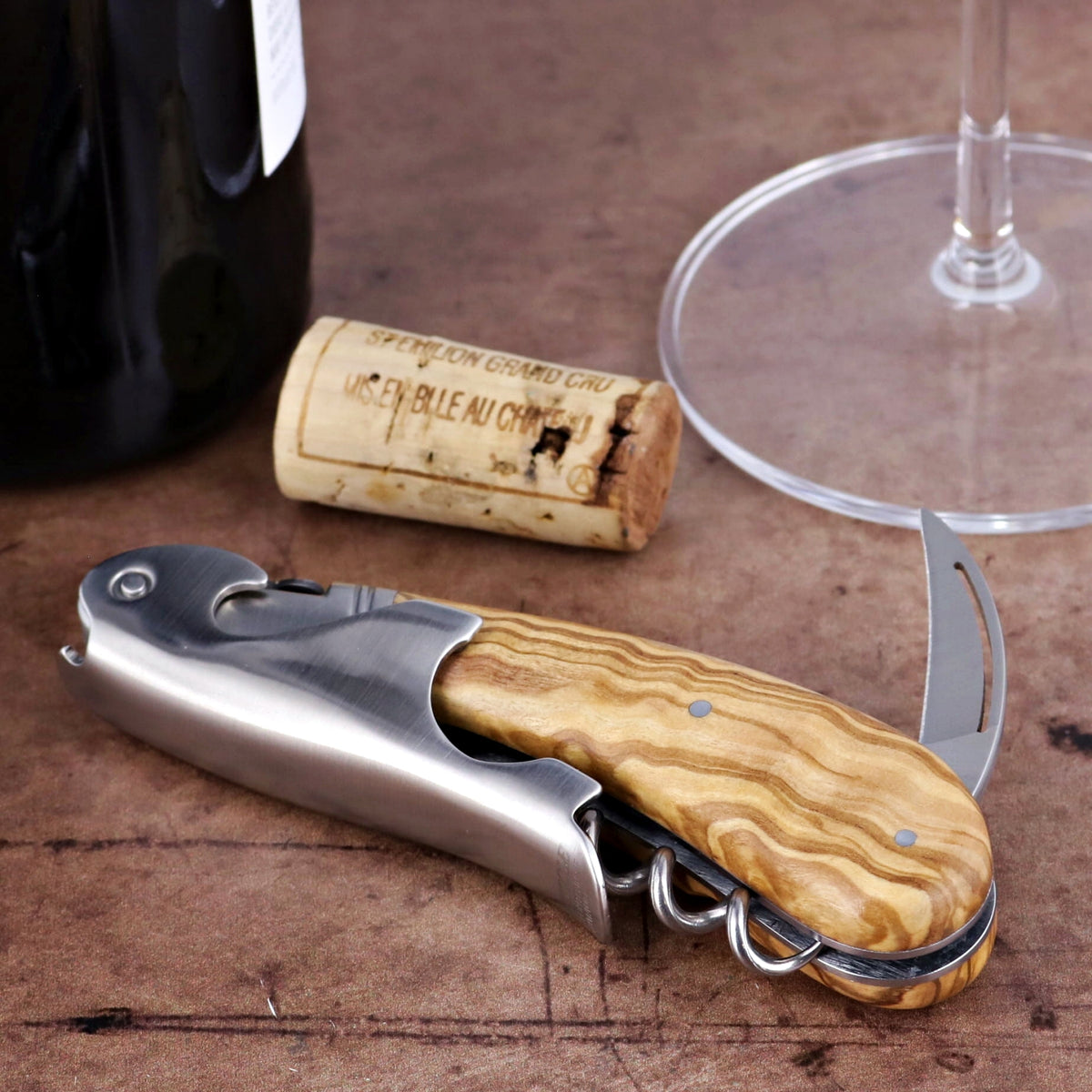 Laguiole Magnum Olive Wood Corkscrew - C