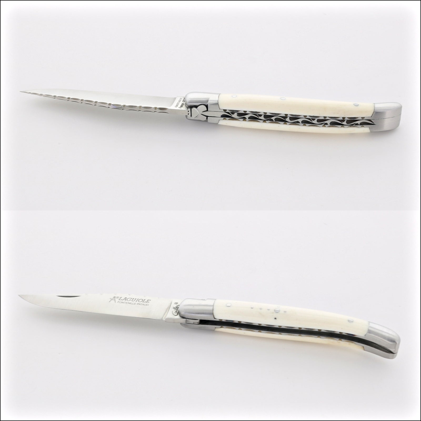 Laguiole Traditional Knife 11 cm Guilloche Cattle Bone
