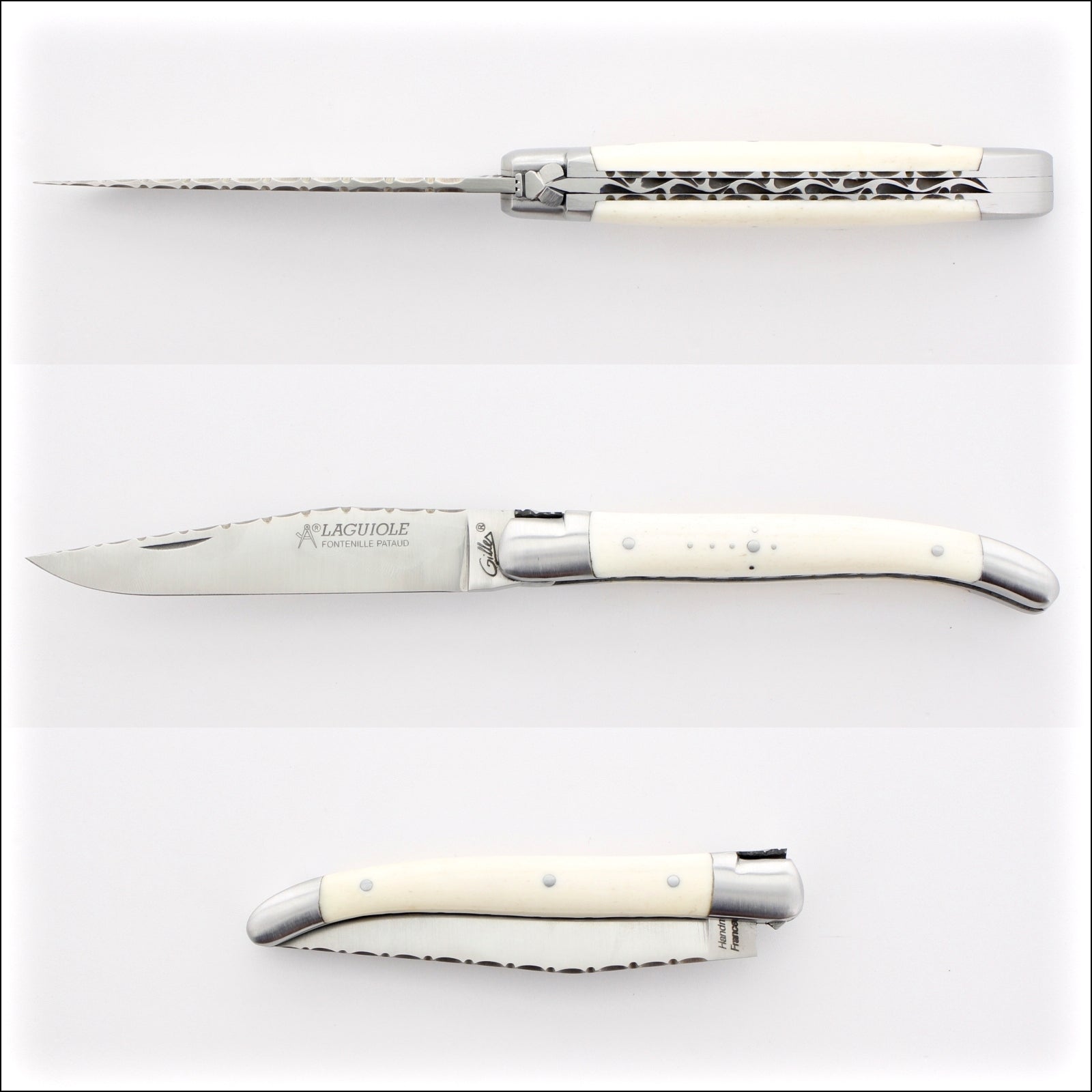 Laguiole Traditional Knife 11 cm Guilloche Cattle Bone