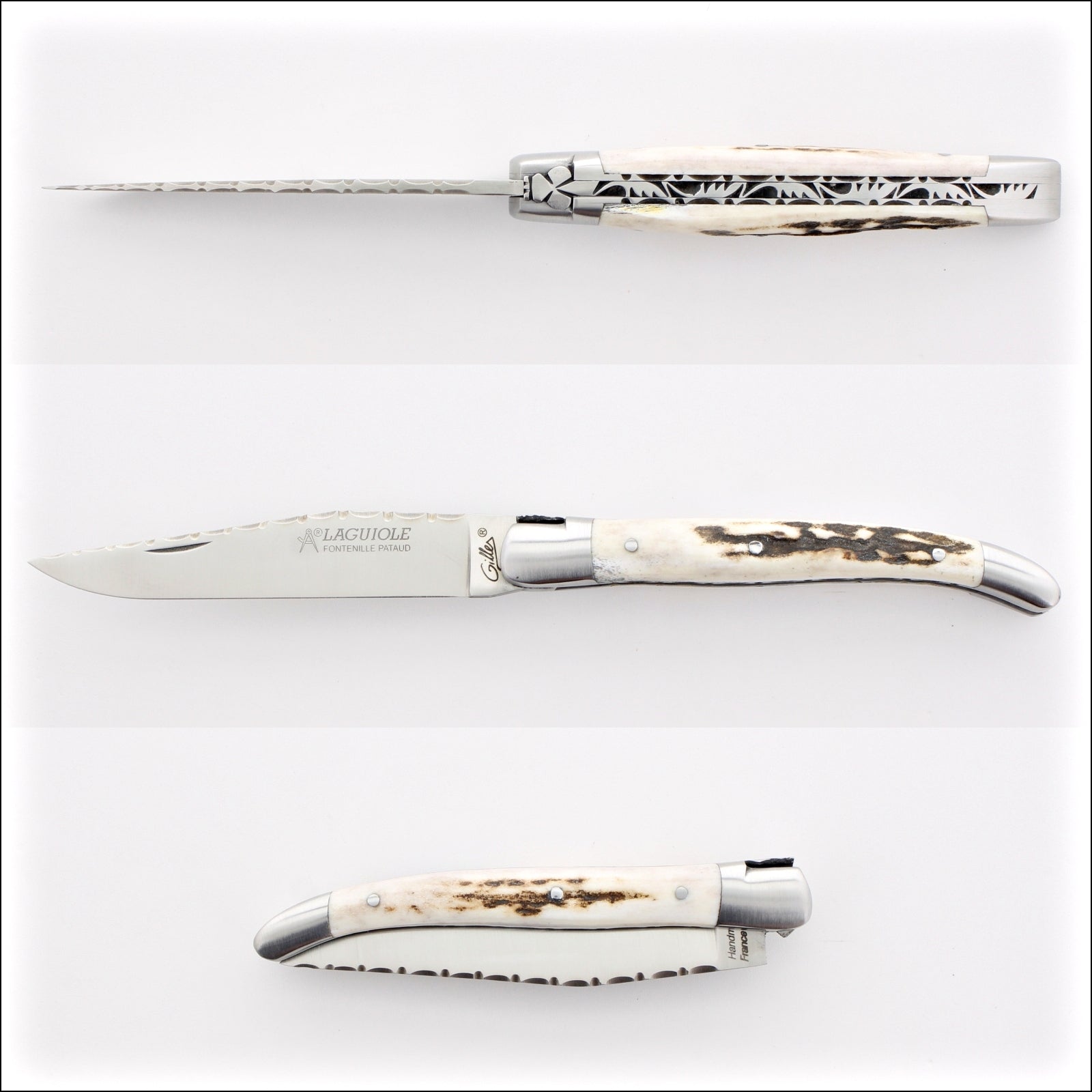 Laguiole Traditional Knife 11 cm Guilloche Deer Stag