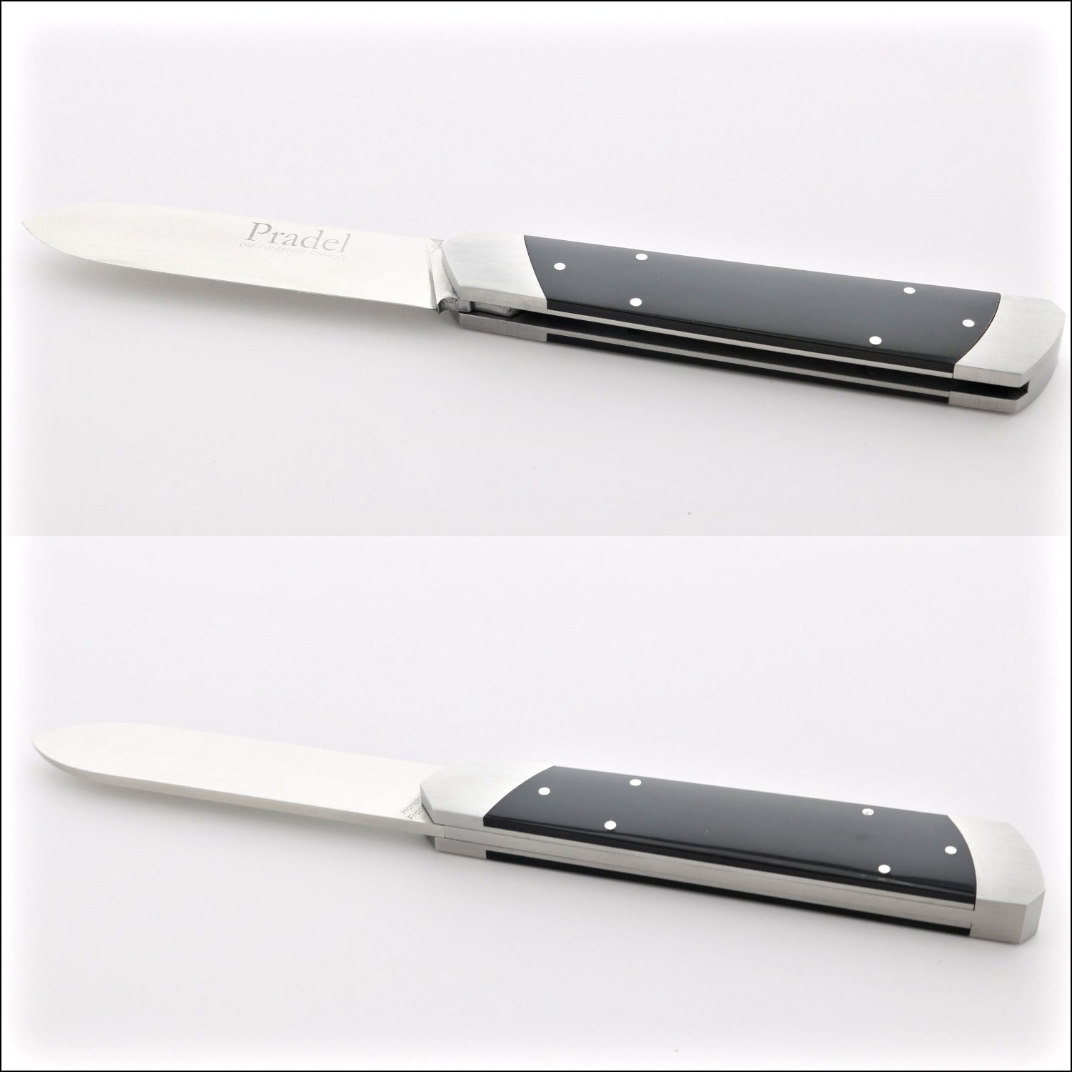 Pradel Folding Knife Black Horn Tip Handle & Lock-Back by Fontenille Pataud