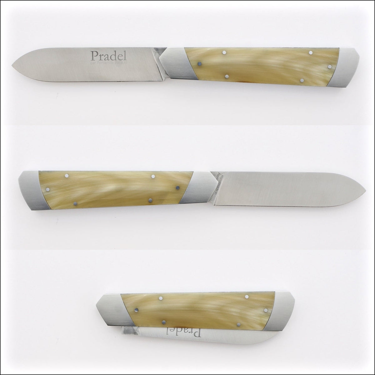Pradel Folding Knife Light Horn Tip Handle &amp; Lock-Back by Fontenille Pataud
