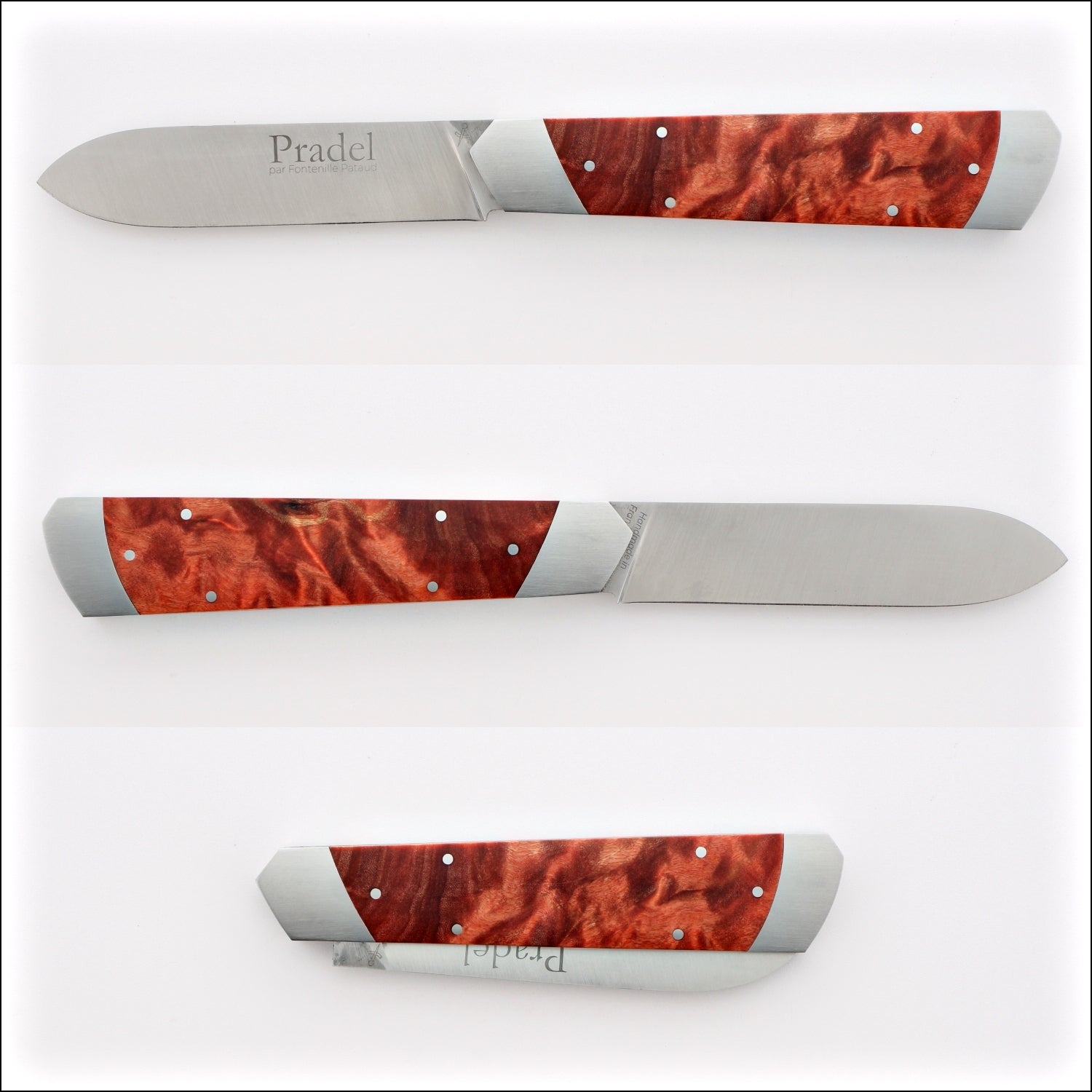 Pradel Knife Red Poplar Burl Handle & Lock-Back by Fontenille Pataud