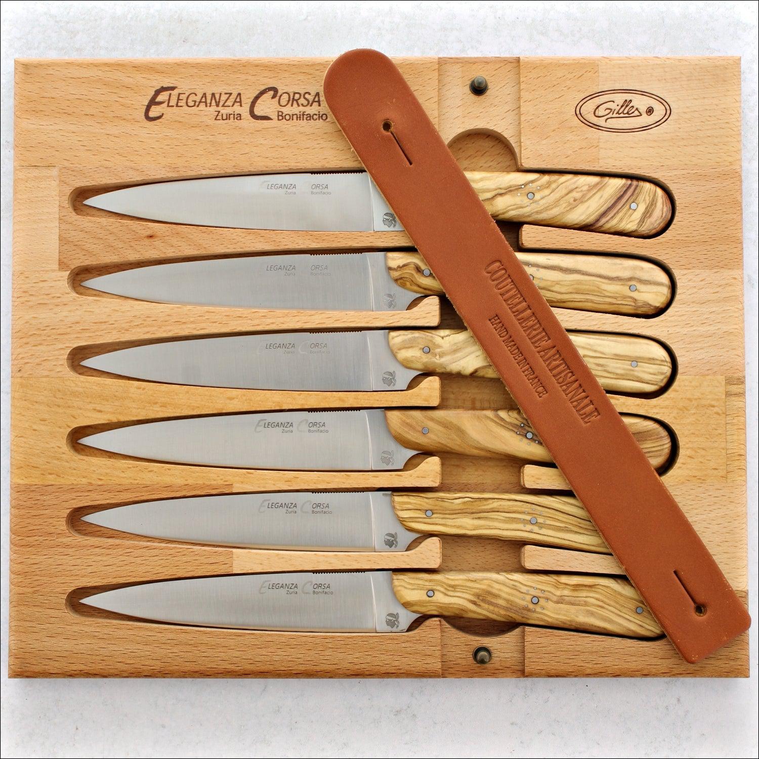 Eleganza Corsa Steak Knives - Olive Wood - Set of 6