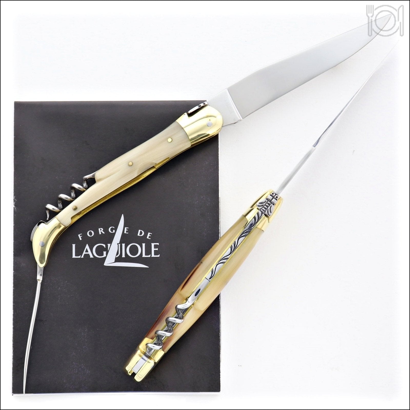 Forge de Laguiole Brass Tradition 12 cm Horn Tip with Awl