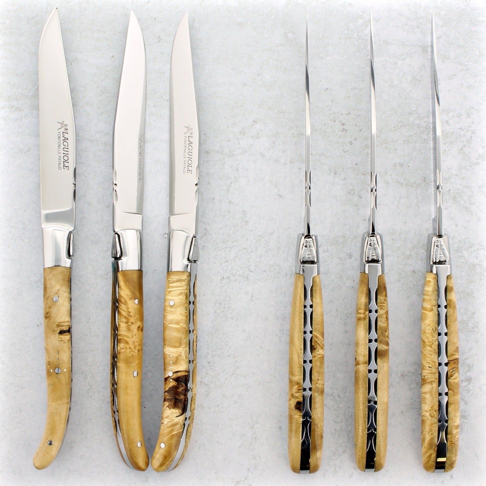 Laguiole Forged Steak Knives Burled Maple