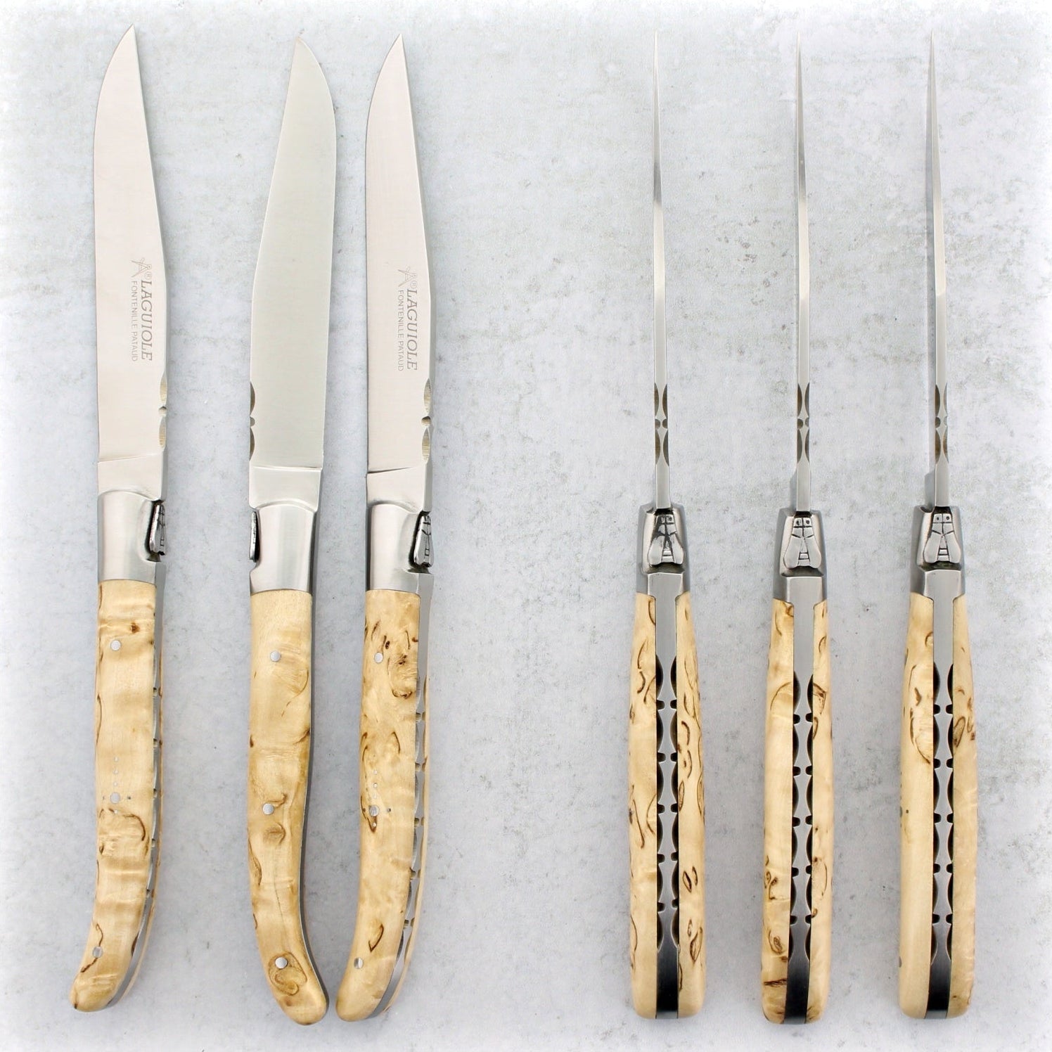 Laguiole Forged Steak Knives Karelian Birch