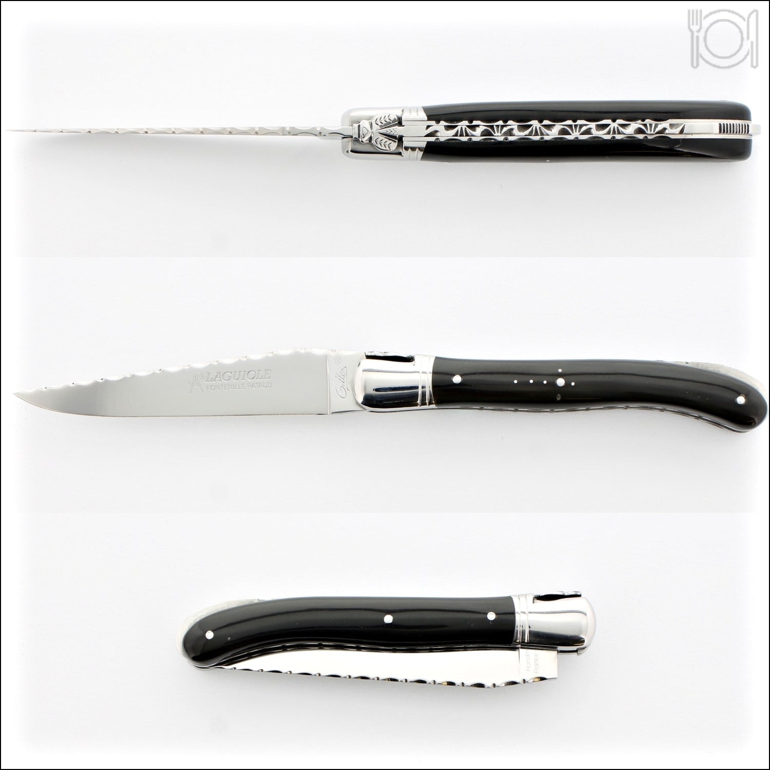 Laguiole Nature Guilloche Black Horn Tip Handle