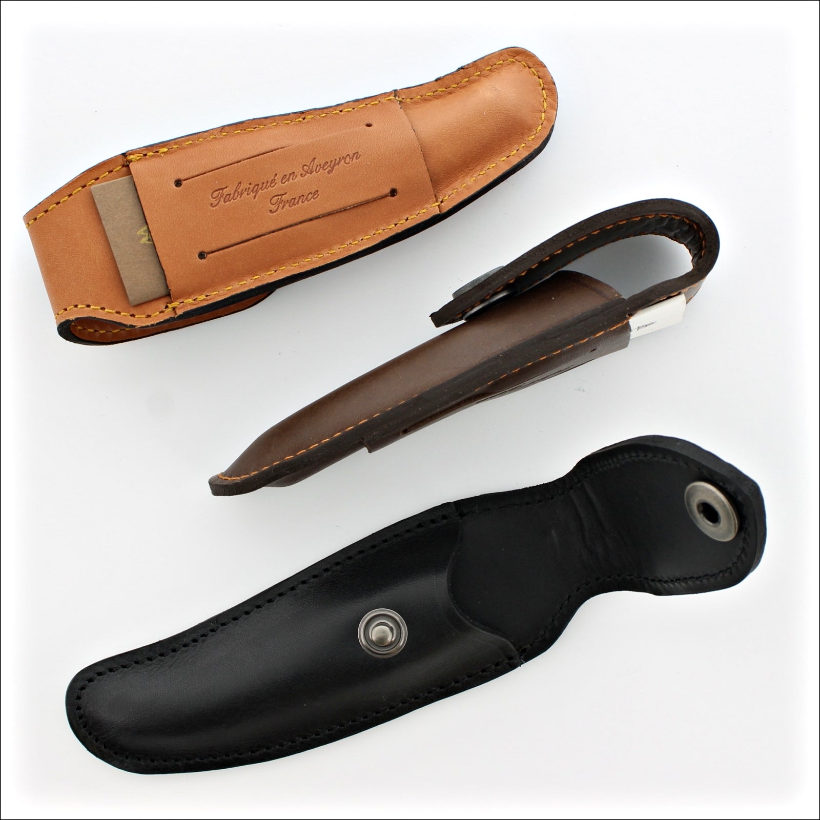 Laguiole Nature Leather Sheath for 9 to 12 cm Pocket Knives