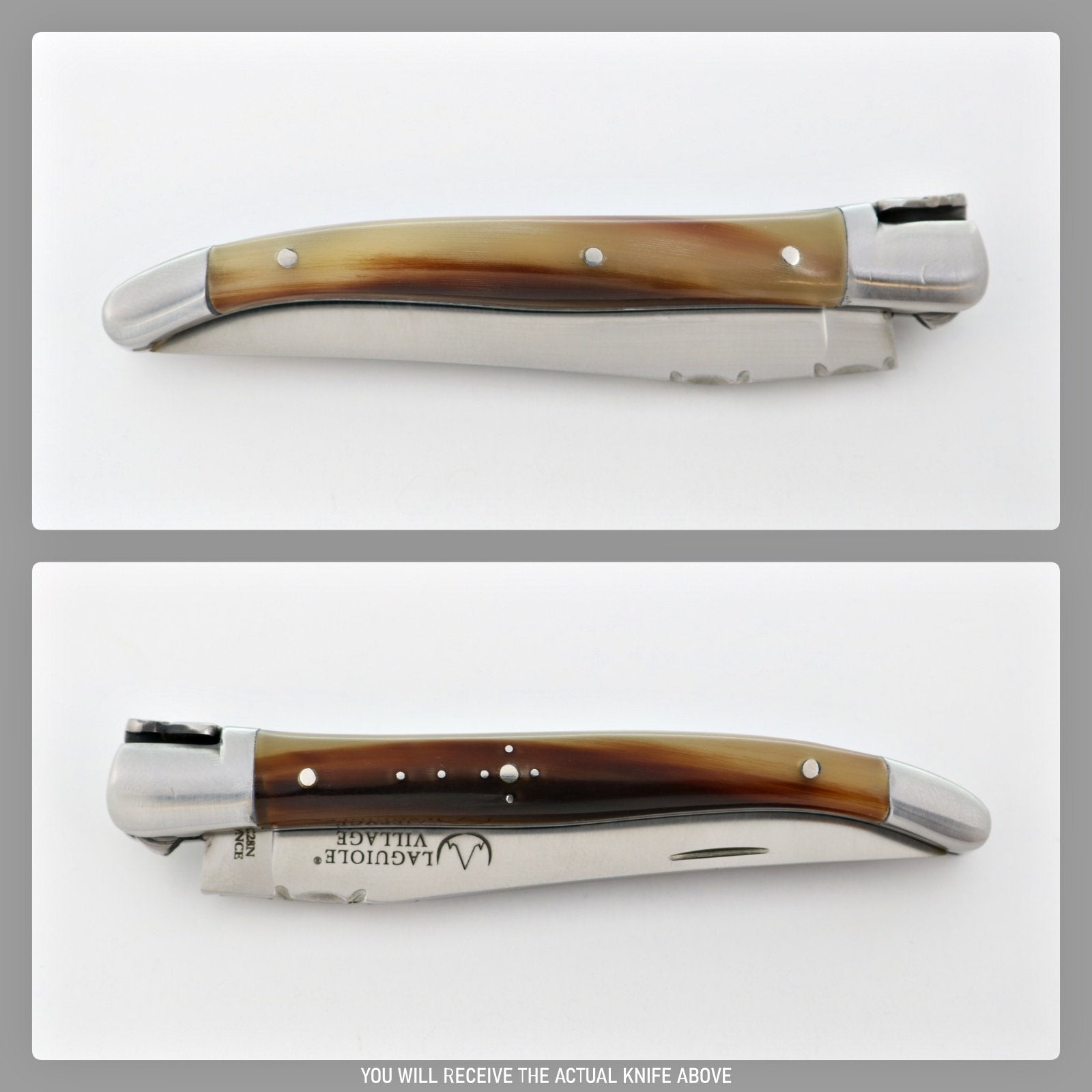 Laguiole Village 10 cm Pocket Knife Flamed Horn Tip #21-POCKET KNIFE