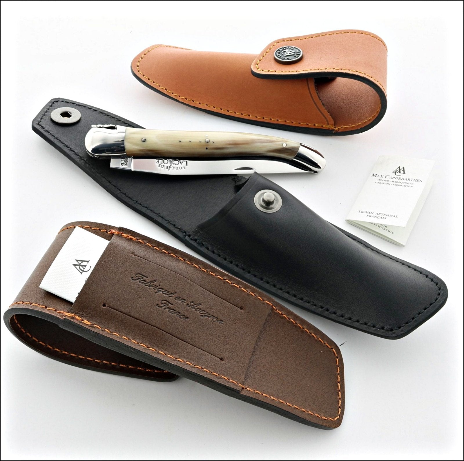 Sabot Leather Sheath for 11 & 12 cm Pocket Knives-KNIFE SHEATHS