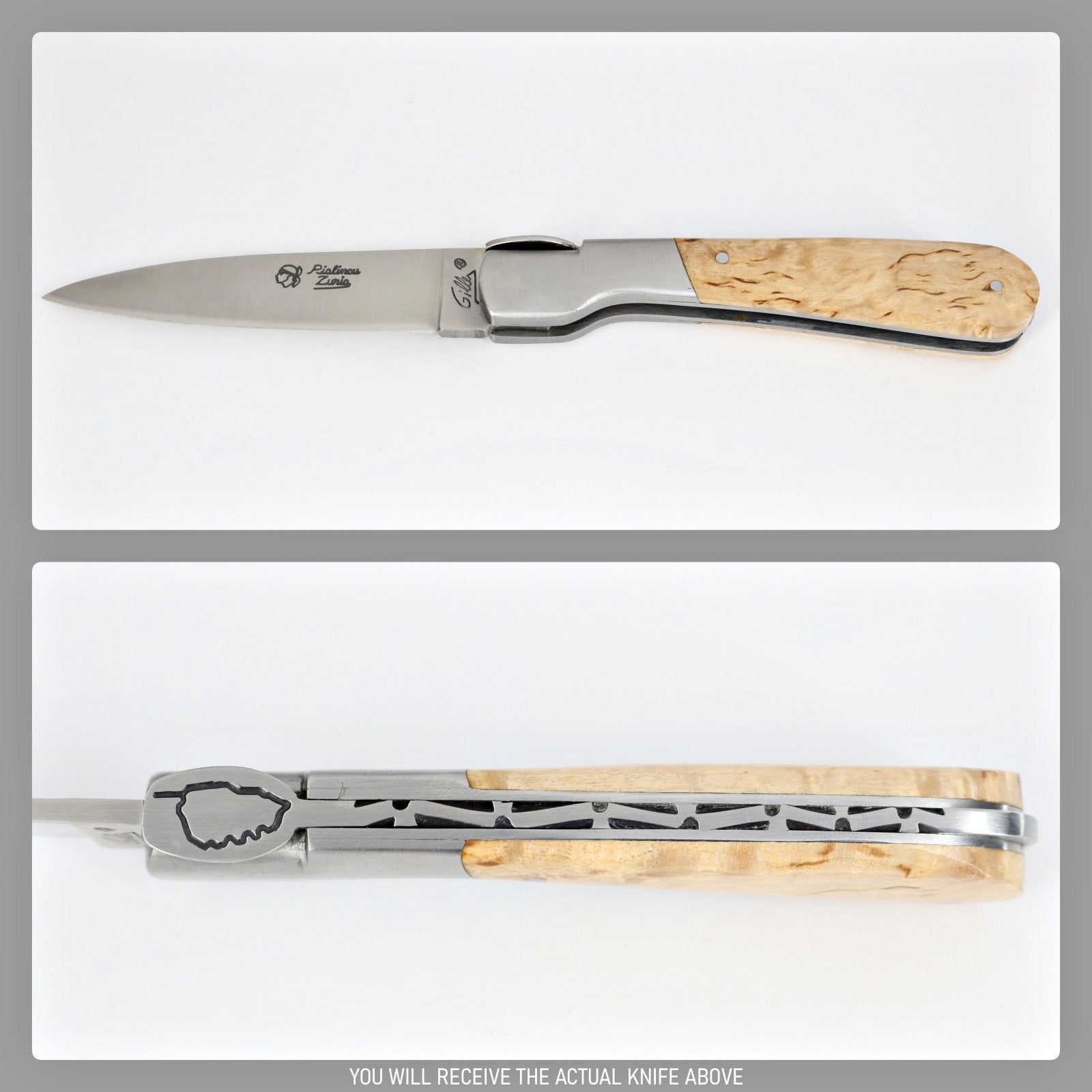Corsican Pialincu Folding Knife Karelian Birch Handle-POCKET KNIFE
