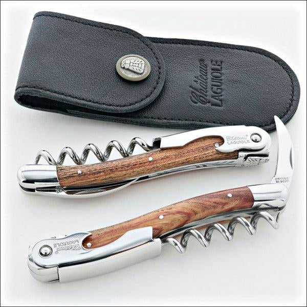 Chateau Laguiole Classic Corkscrews with rosewood handle and a black leather sheath
