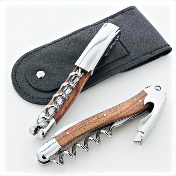 Chateau Laguiole corkscrew rosewood with black leather belt sheath