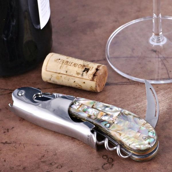 Laguiole Magnum Genuine Mother of Pearl Guilloche Corkscrew
