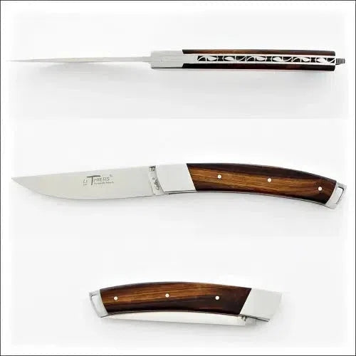 2 photos of a le thiers nature pocket knife walnut handle