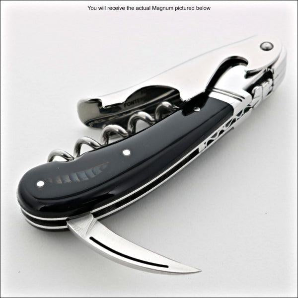 Magnum corkscrew with Genuine Feather Inlay handle