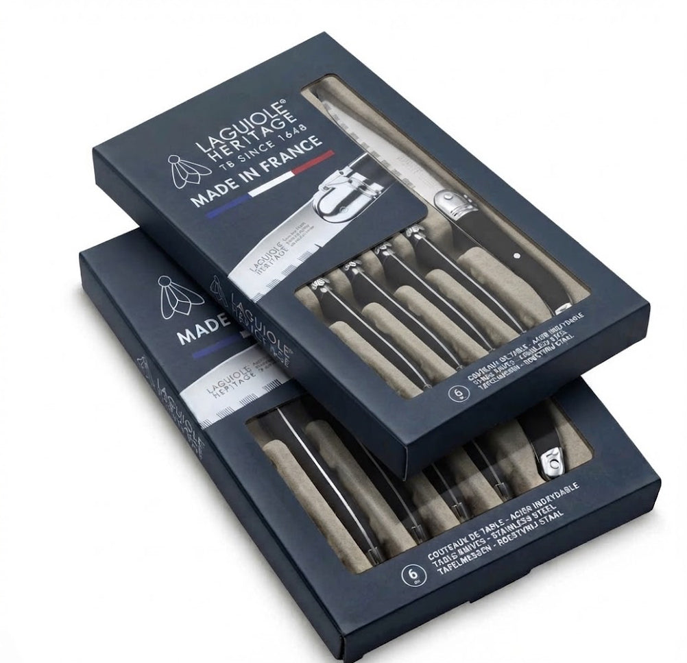 2 x Sets of 6 Black Handles - Laguiole Heritage® Steak Knives - Access Series