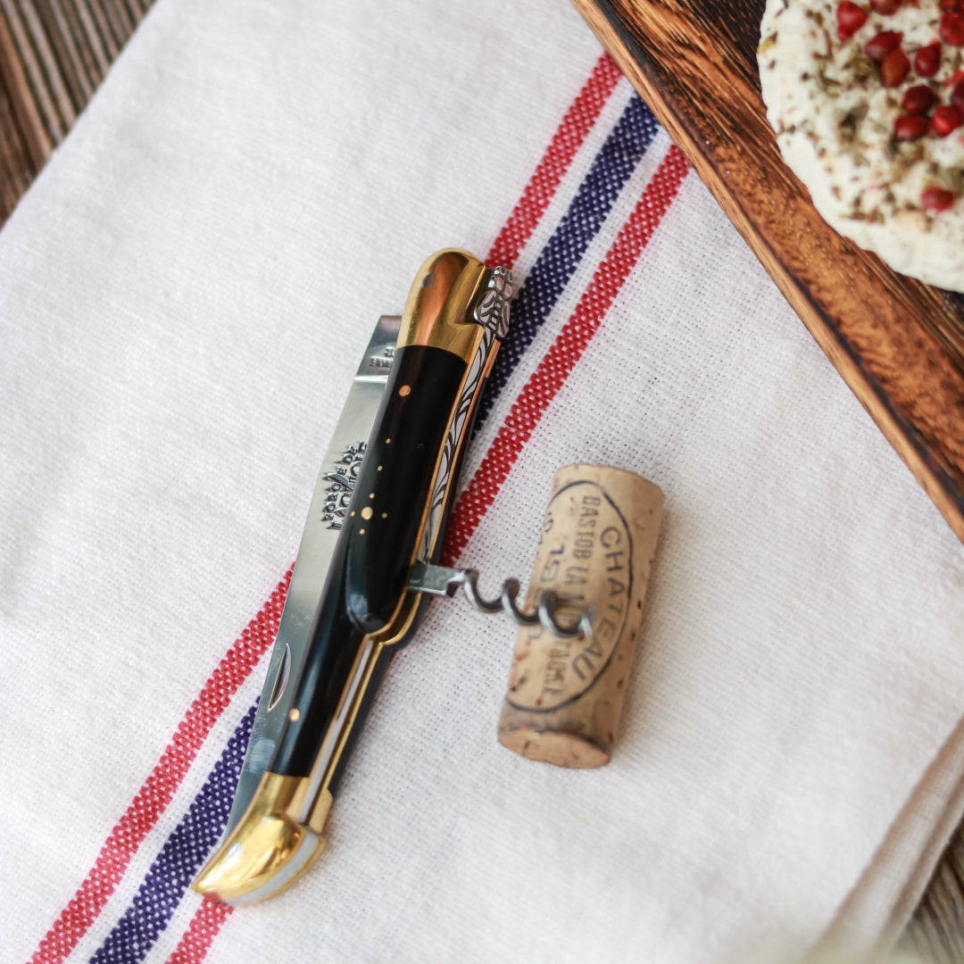 Forge de Laguiole 12 cm Corkscrew Knife Brass & Horn Tip