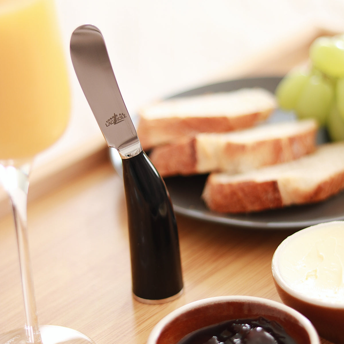 Forge de Laguiole Black Horn Tip Butter Knife