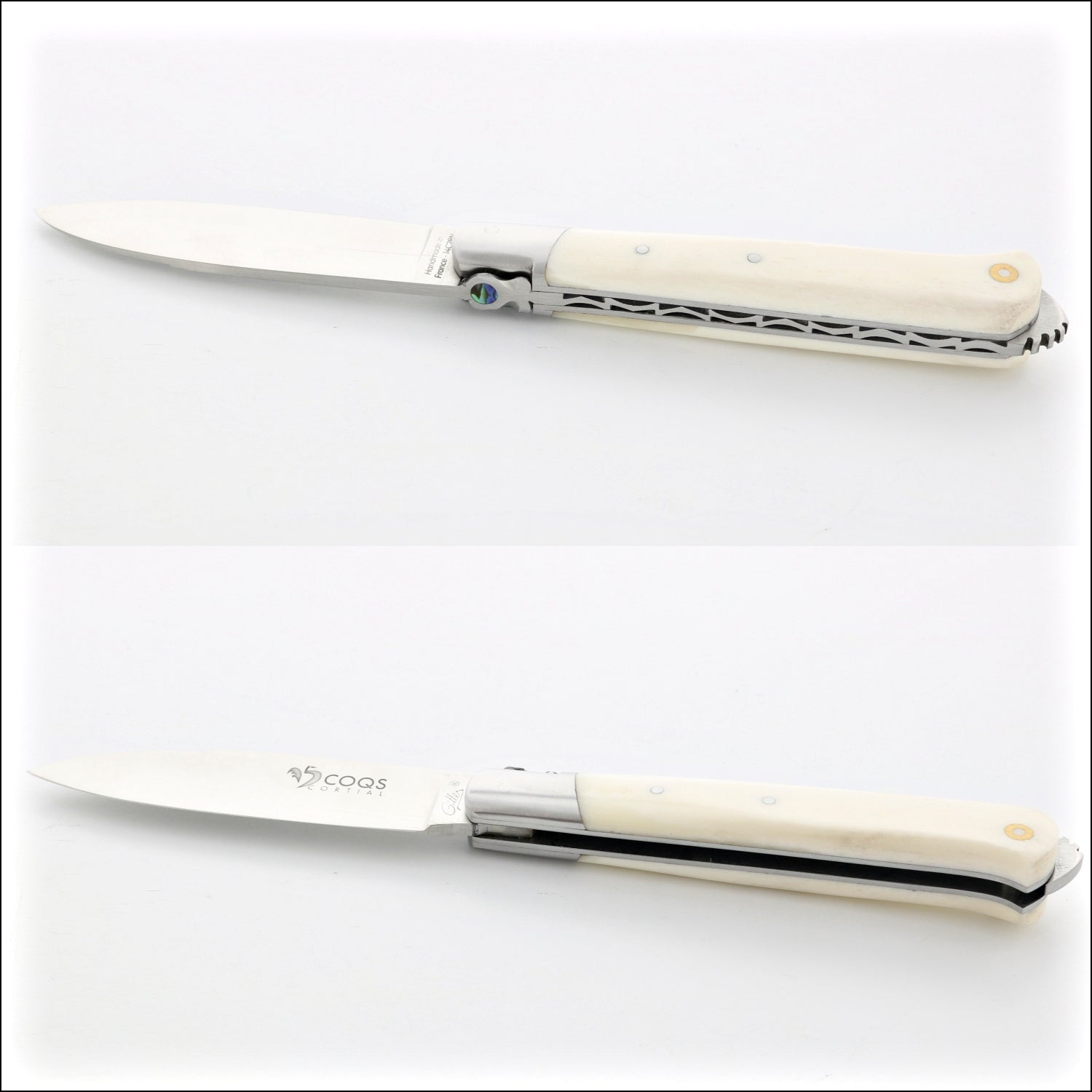 5 Coqs Pocket Knife - Cattle Bone and Mother of Pearl Inlay