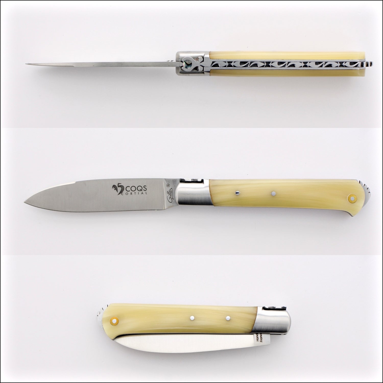 5 Coqs Pocket Knife - Horn Tip & Mother of Pearl Inlay