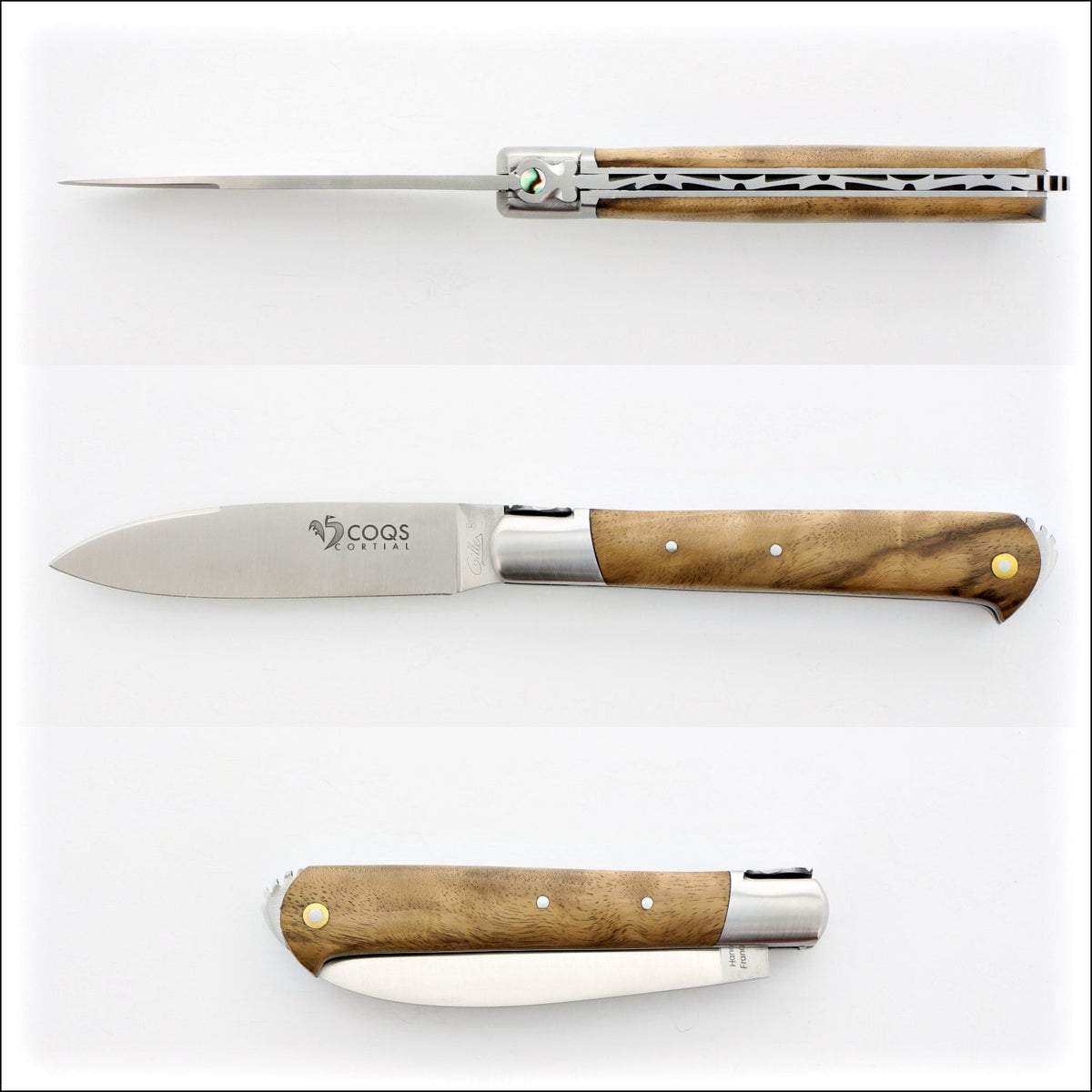 5 Coqs Pocket Knife - Walnut &amp; Mother of Pearl Inlay