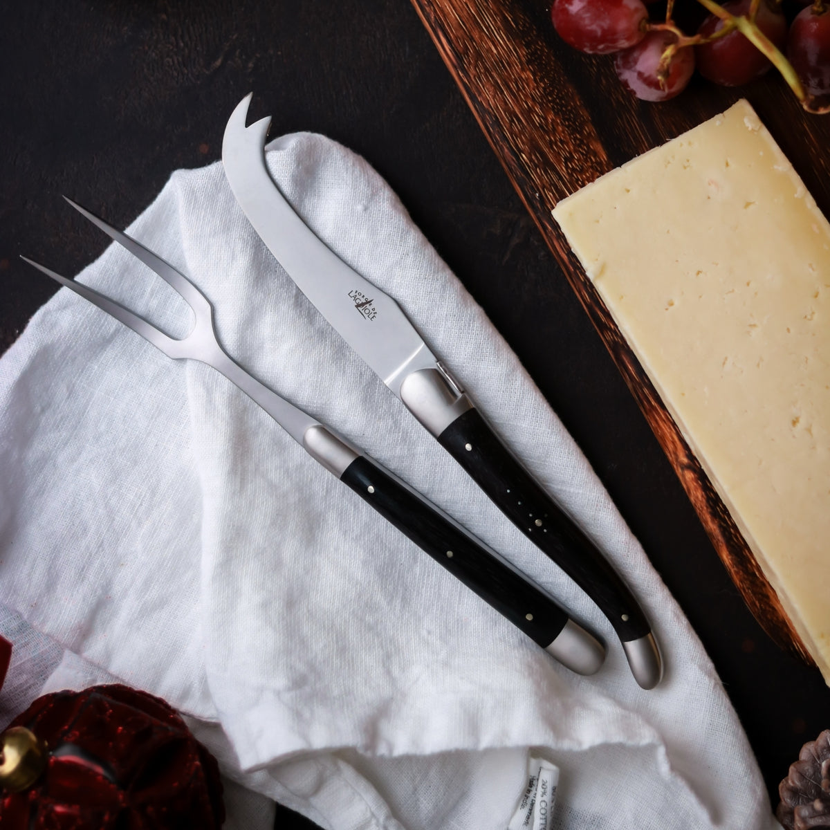 Forge de Laguiole Tradition Cheese Set - Ebony - Satin Finish