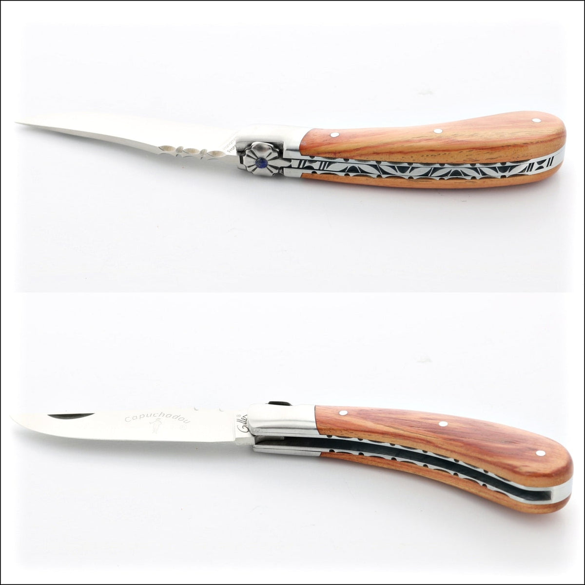 Capuchadou 10 cm Guilloche Folding Knife Rosewood Handle