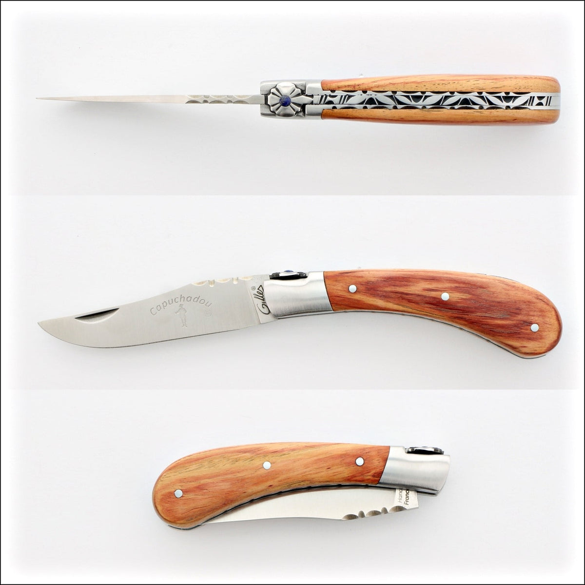 Capuchadou 10 cm Guilloche Folding Knife Rosewood Handle