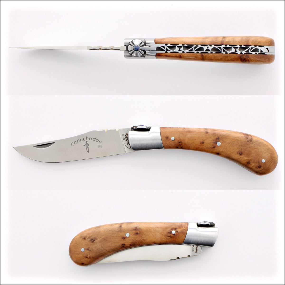 Capuchadou 10 cm Guilloche Folding Knife Thuya Handle