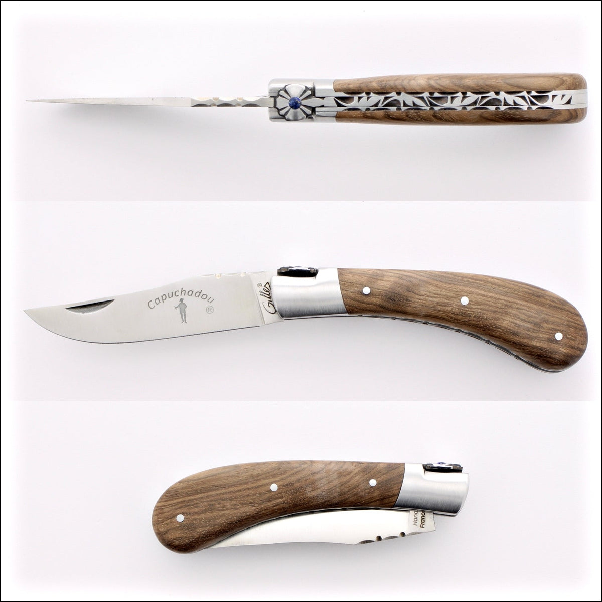 Capuchadou 10 cm Guilloche Folding Knife Walnut Handle