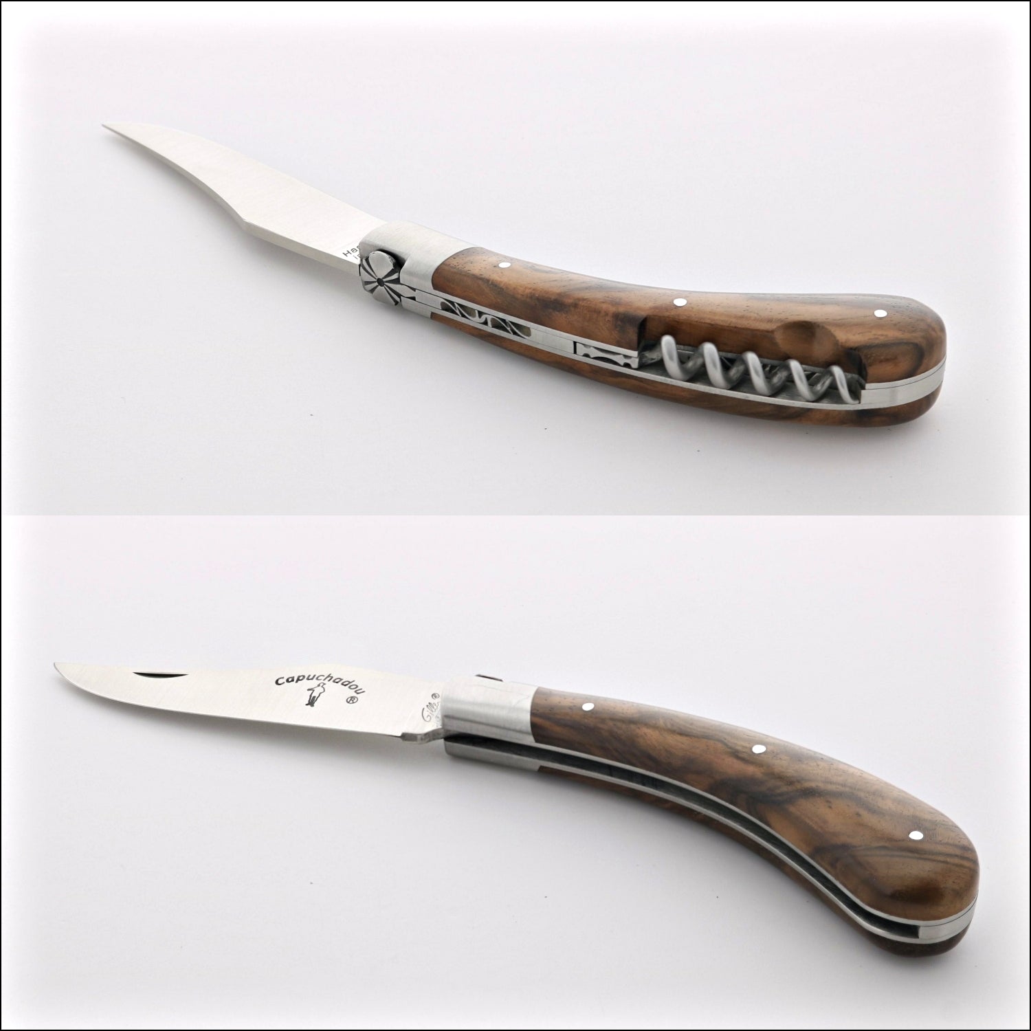 Capuchadou 12 cm Classic Corkscrew Knife Burled Walnut