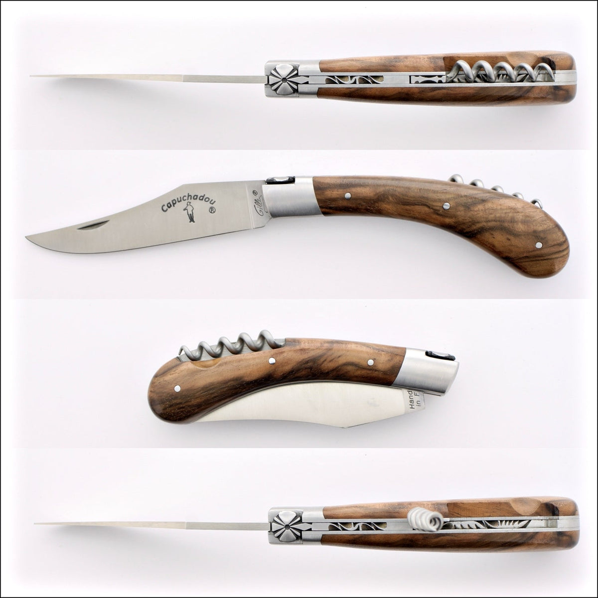 Capuchadou 12 cm Classic Corkscrew Knife Burled Walnut